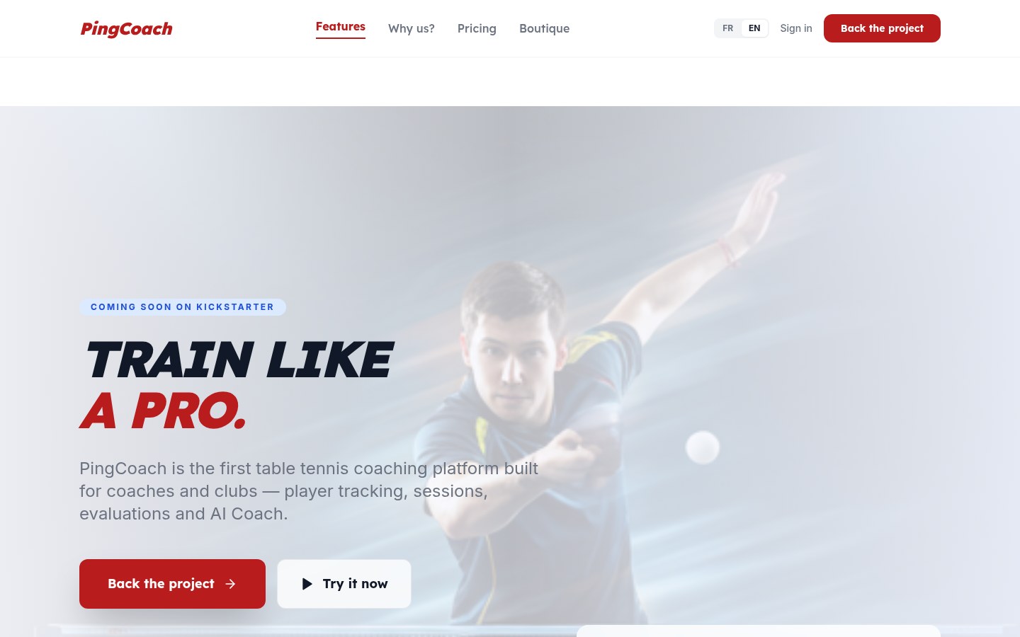 Aperçu de l’application PingCoach